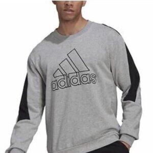 NEW Adidas Men's XL Gray & Black Sweatshirt Crewneck Pullover Front Logo